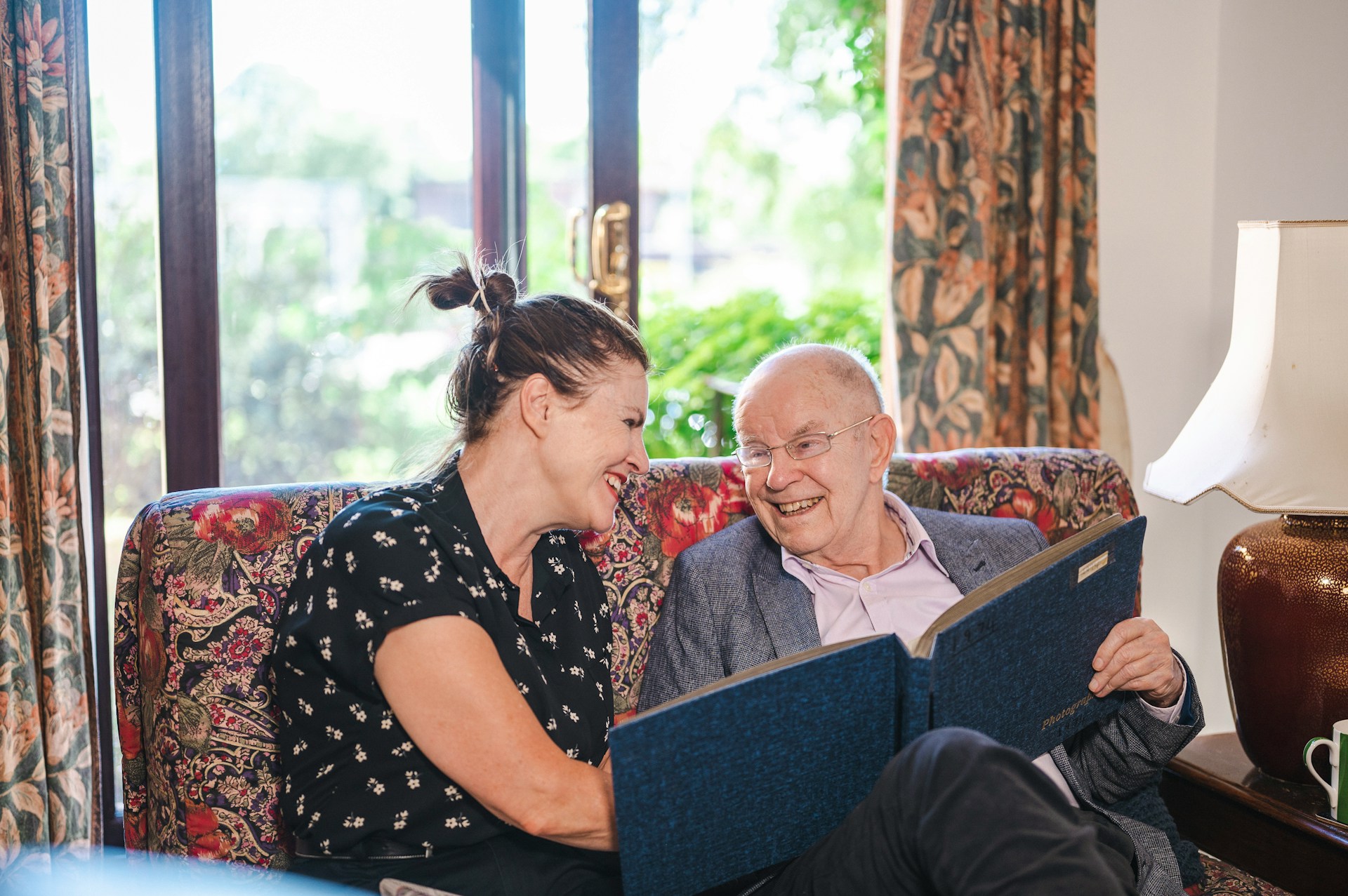 Caregiver and client at home